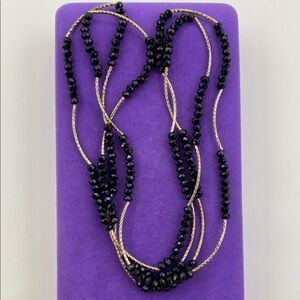 💛 Elegant Gold Plated Black Beaded Spinel Necklace